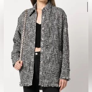 Women's Black and Gray Tweed Jacket